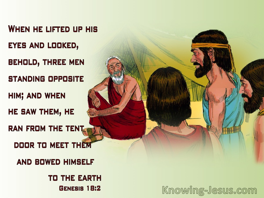 Genesis 18:2 Behold, Three Men Standing Opposite Him (brown)